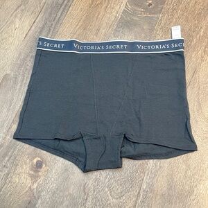 NWT Victoria’s Secret Black Thick Logo Cotton High Waist Boyshort panties Small